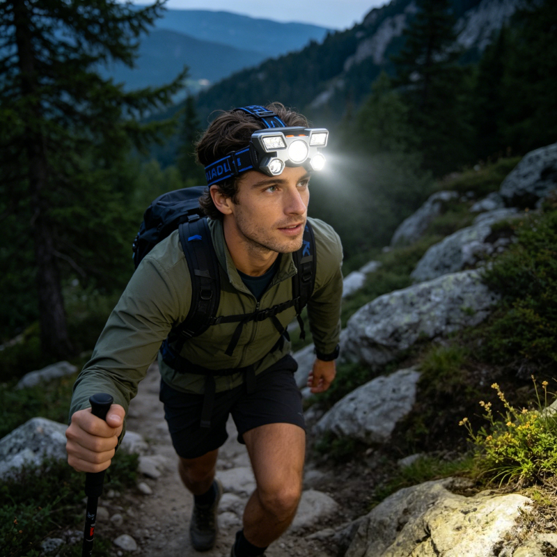 5 LED Blue Rechargeable Headlamp with Adjustable Beam Angle