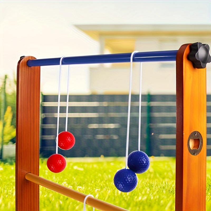 6pcs Ladder Toss Game Set - Durable PP Outdoor Throwing Balls in Vibrant Red/Blue Design, Includes Backyard Beach Games, Perfect for Family Parties and Backyard Activitie