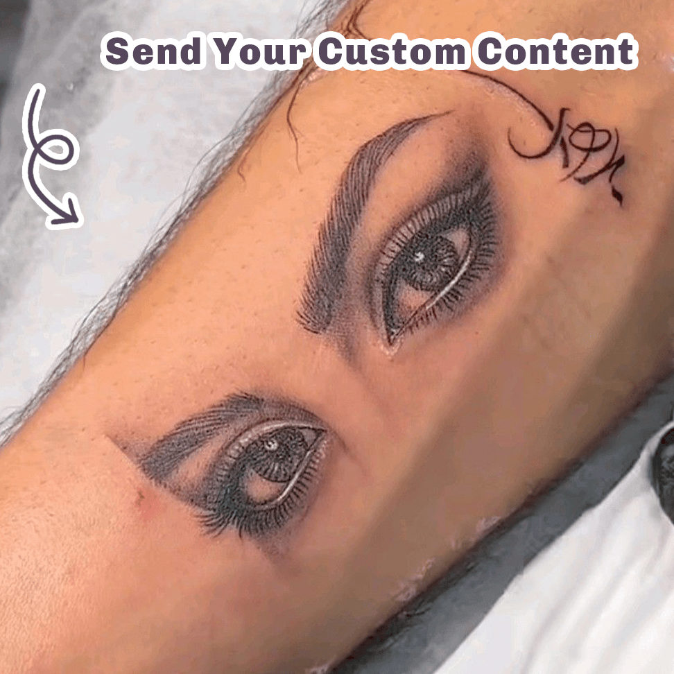 TEMU 15pcs Eye Pattern Photo Custom Tattoo Stickers, Black Sketch Realistic Style, Suitable For Couples, , Commemorations, Birthday Parties, Family