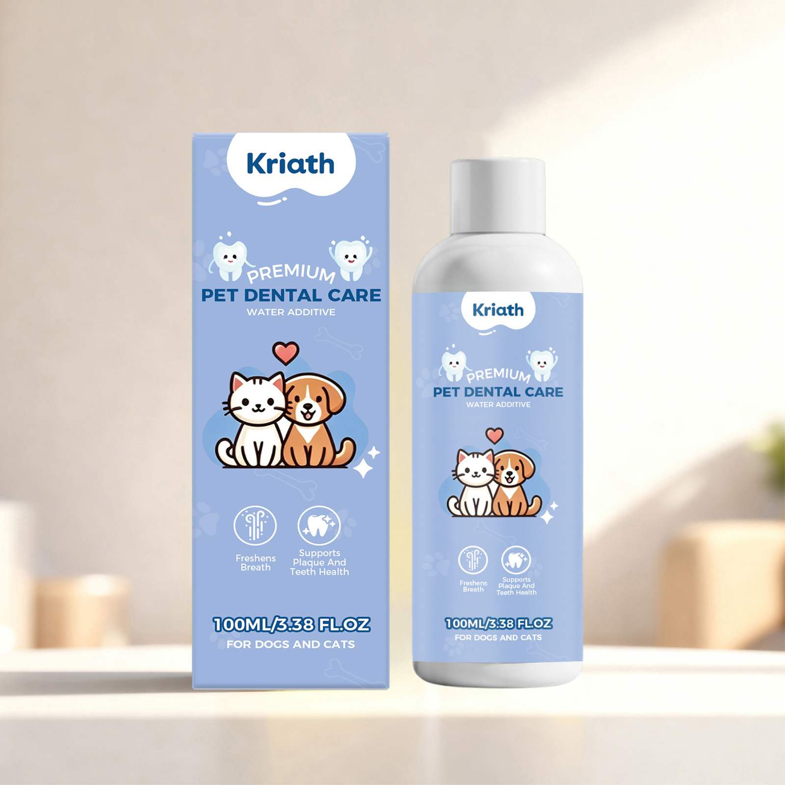 Kriath Pet Edible Mouthwash, Daily Cleaning for Pet Teeth And Fresh Oral Rinse