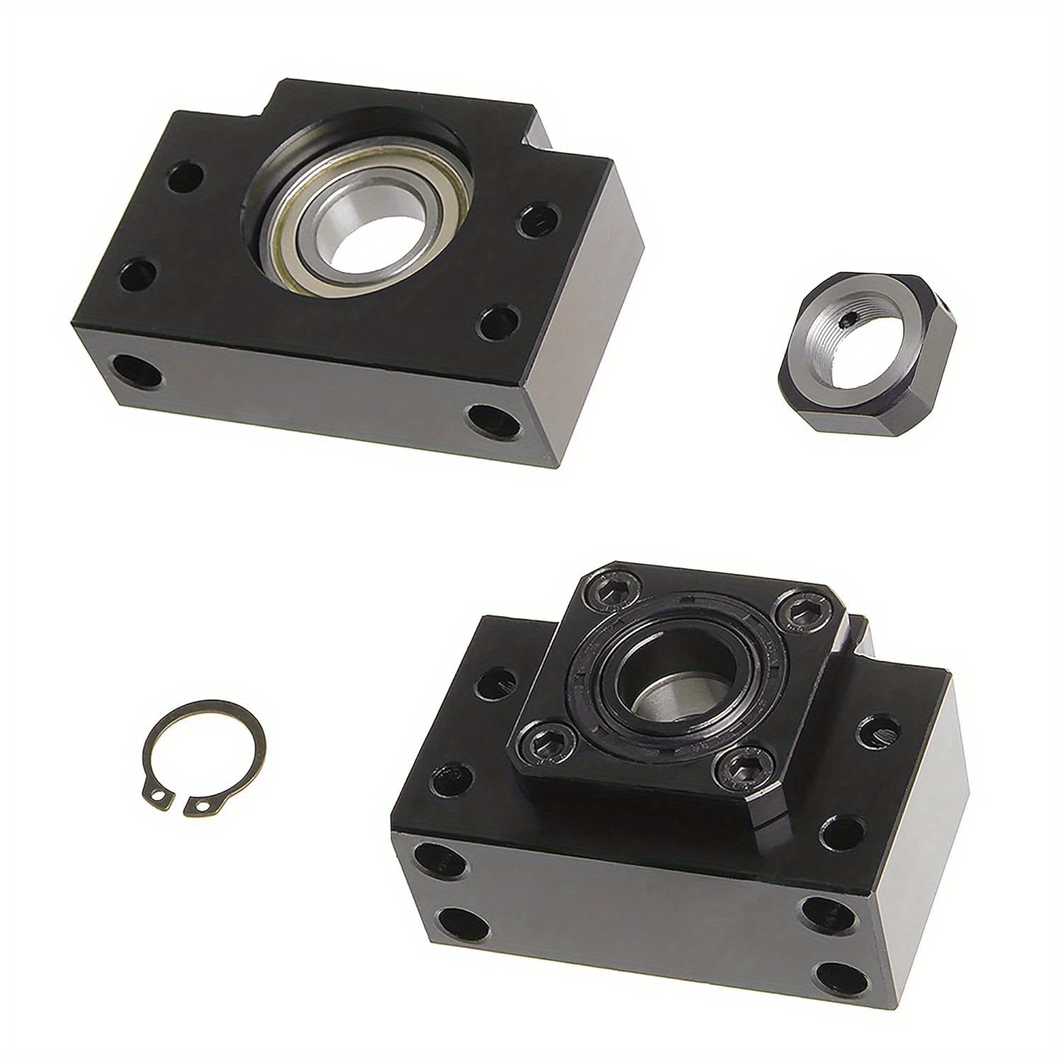 Image of 1 Set Bk12+ Ball Screw Standard End Bracket Steel Bracket For 16mm Ball Screw (sfu1604/sfu1605/sfu1610) For Cnc Machine Part Mounting