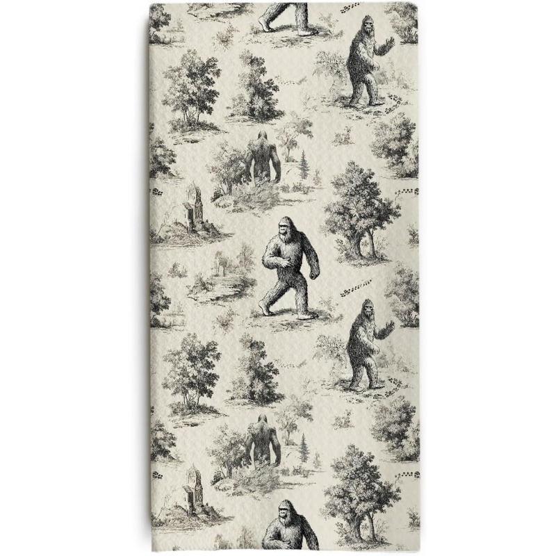 TEMU 1pc 1pc Vintage Kitchen Towel Suitable For Lovers, Sasquatch Gifts For , Decorative Dish Tea Towels With Print, Machine Washable Dish Towels For