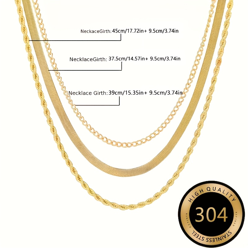 1 stuks Nieuwe Hoogwaardige Gemakkelijke Licht Luxe Driedelige Roestvrijstalen Damesketting Anti-Vervaging Anti-Allergie Ketting Modieus En Elegant Dames Sieraden Verrijking Dagelijks Gebruik Kan Worden Gebruikt Als Exquise Cadeau Damesketting