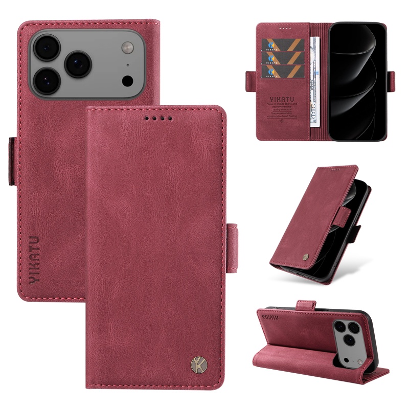 TEMU Fashionable Light Beige Feel Flip Cover Leather Case Holder Phone Case For Iphone 17air 17 Pro 15 14 13 12 11 Anti-drop Case