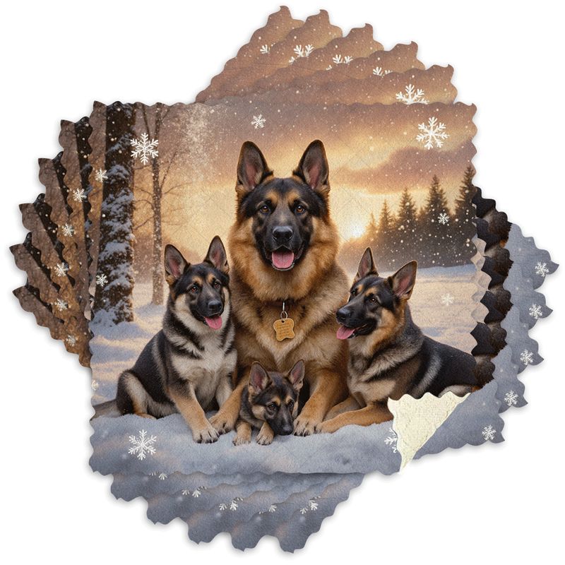 TEMU 6pcs German Shepherd Dog Print Dish Towels Suitable For Home & Restaurant, Thickened Coral Microfiber Cloths, Reusable Absorbent Kitchen Towel