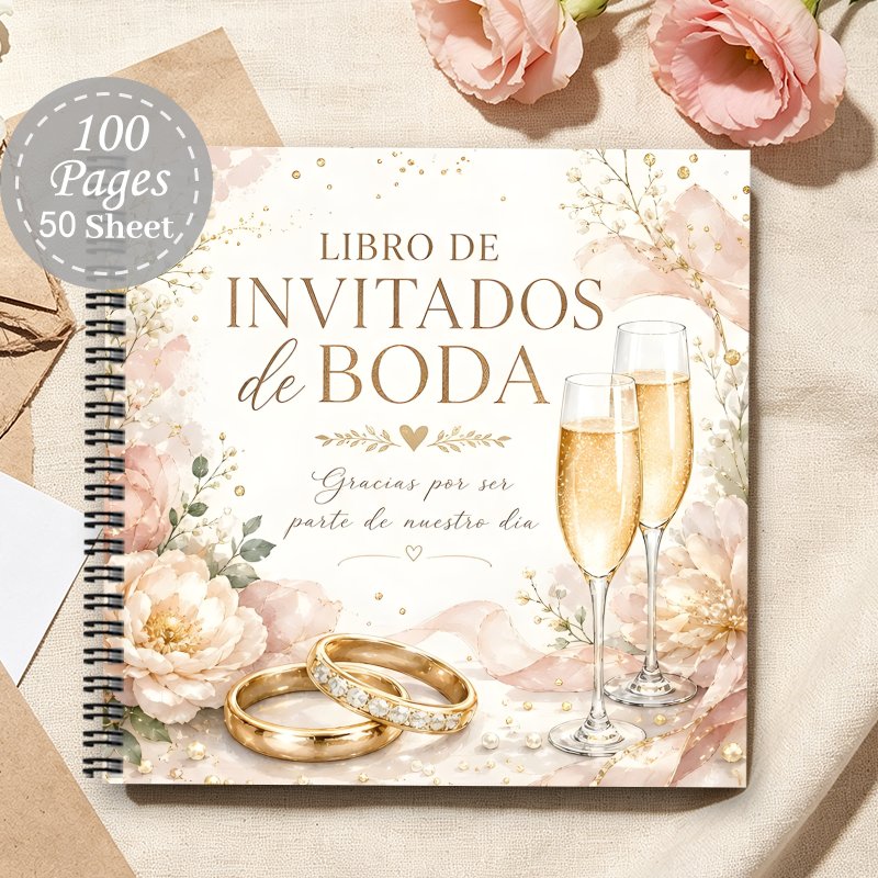 TEMU Álbum de visitas estético español para boda, 1 pieza, álbum de recuerdos de aniversario para , libro de mensajes para firmar de regalo para de