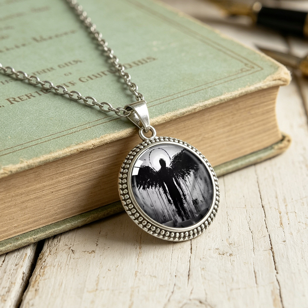 Muyoo Gothic Black Angel Pendant Necklace
