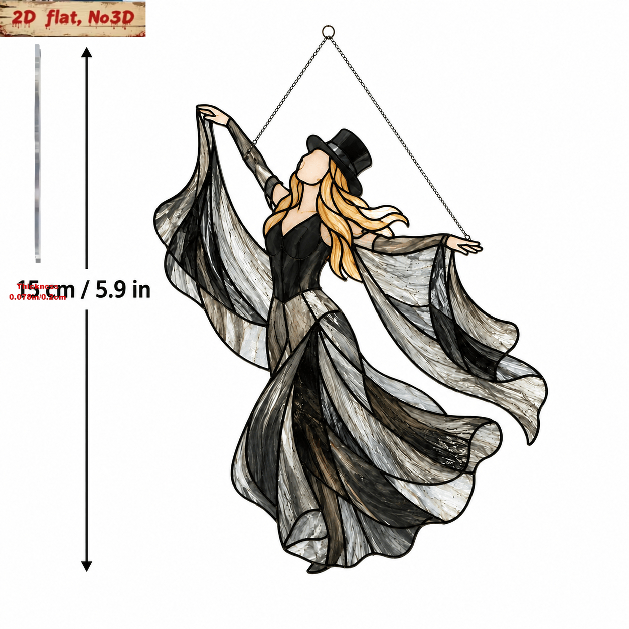 TEMU 2d Flat, Two-dimensional Flat Bohemian Dancer Goddess Sun Catcher Acrylic Hanging Ornament, Mysterious Gothic Window Decoration Pinwheel,