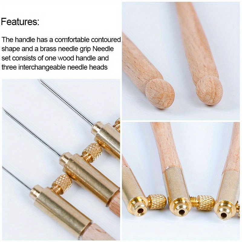 3 Needles Punch Pen Embroidery Craft Kit for Sewing