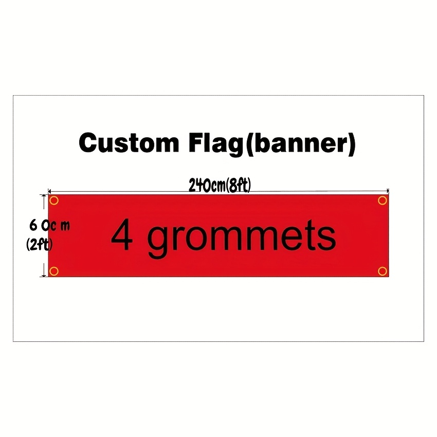 TEMU 1pc, Custom 2x8 Ft (60x240 Cm) Banner Flag Tapestry, Personalized Poster, Grommets, Made Of 100d Polyester, Suitable For Indoor And Outdoor