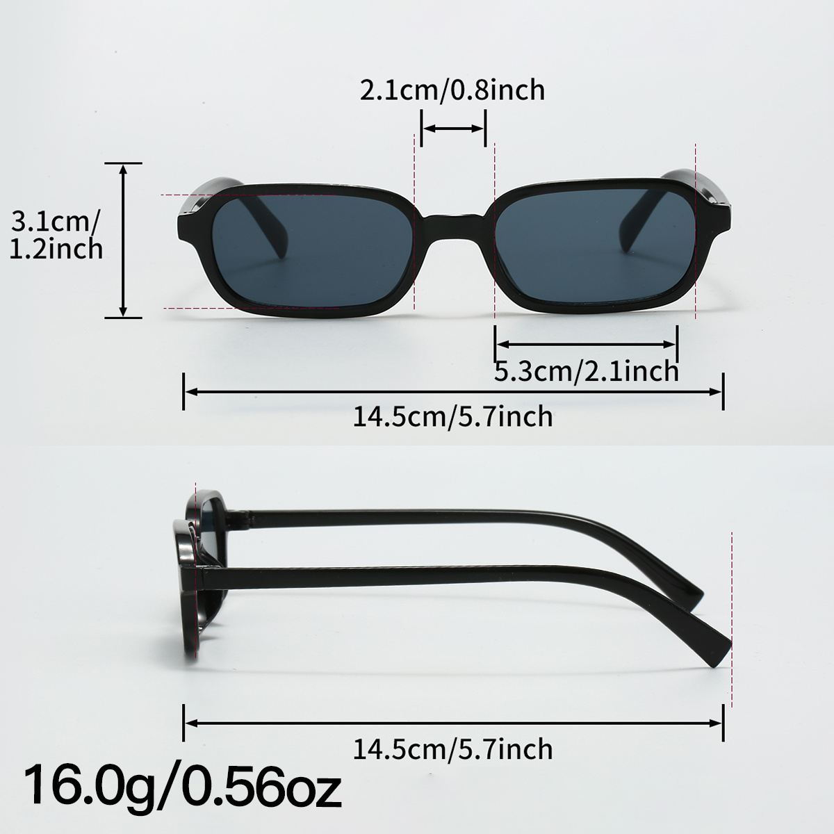 Square Frame Lightweight Sunglasses, Casual Retro Style