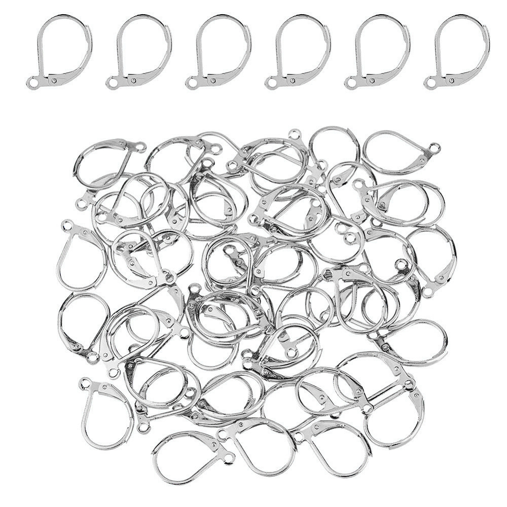 TEMU Gunmetal-colored Stainless Steel Open Lever-back Ear Hooks - Dangle French Ear Hooks Fashion Earring Accessory For Jewelry Making, Ear Jewelry