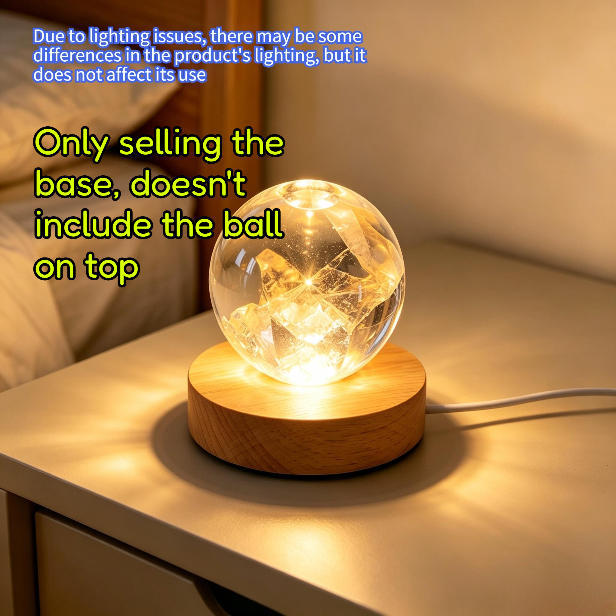 TEMU 1pc Round Led Wooden Base, Night Light, Bedroom Decorative Lamp, Art Display Stand Wooden Base, Birthday And Holiday Crystal Art Gift Display