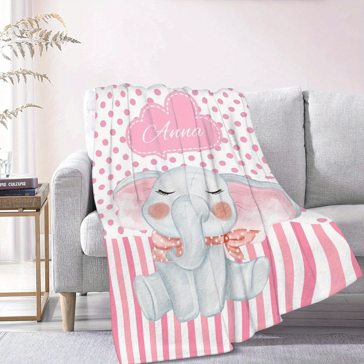 Personalized Elephant Blanket with Custom Name