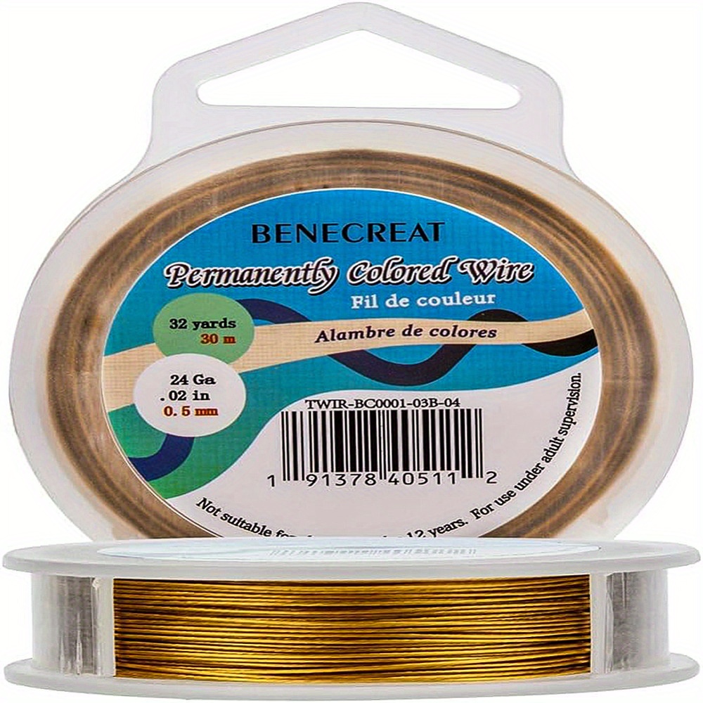 E-shop 1 Rolle 30 m 0,5 mm 7-fach verzwirnter goldener, nylonbeschichteter Bastel-Schmuck-Perldraht Tiger-Schwanz-Perldraht für Halsketten, Armbänder,