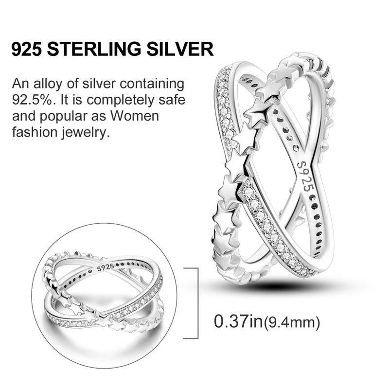 Exquisite 925 Silver Sparkling Starry Orbit Ring, Gift for Her
