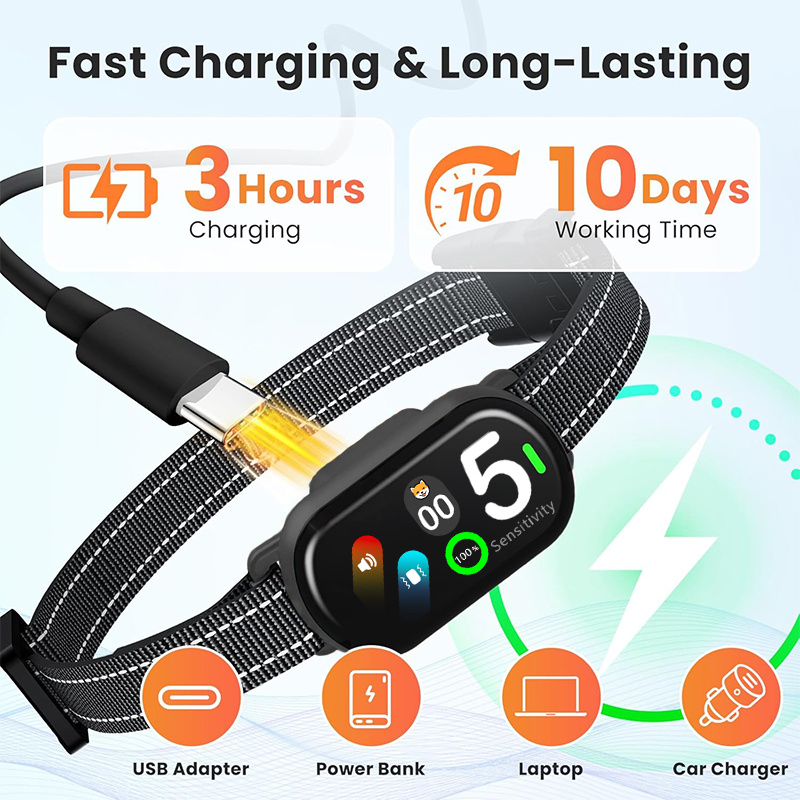 TEMU Smart Ai Bark Collar For Dogs, Real-time Bark Monitoring & Intelligent Detection, 5 Training , Adjustable Sensitivity, Gentle Bark Control,