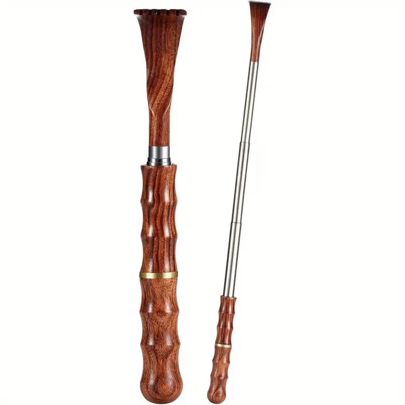 portable extendable back scratcher telescoping bamboo wooden handle stainless massager tool for men women for elderly women fitness enthusiasts back massager for back pregnancy natural durable construction Product details 3