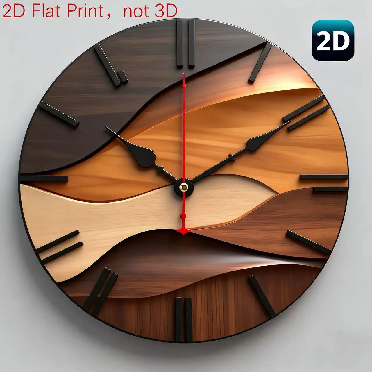 TEMU 1pc Modern Nordic Round Wall Clock - 10 Inch (no Batteries/) - Artificial Wood Silent Hand - Clock For Living Room, - Housewarming/birthday, 2d