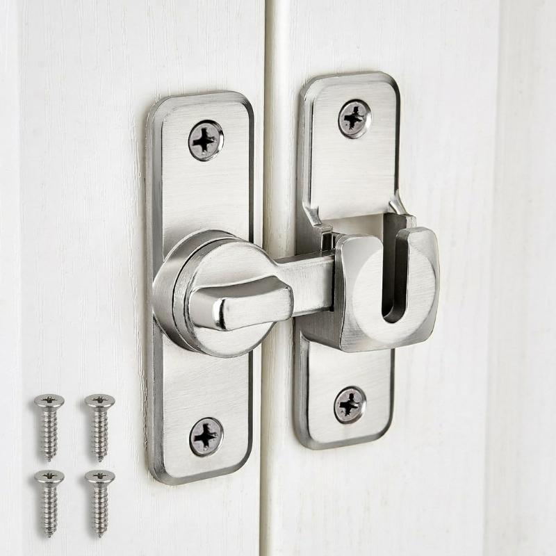 TEMU Gancio a in metallo per uso con 4 viti - Set da 6 pezzi, serratura di girevole a 90/180 gradi; Adatta per porte di fienili, porte scorrevoli del