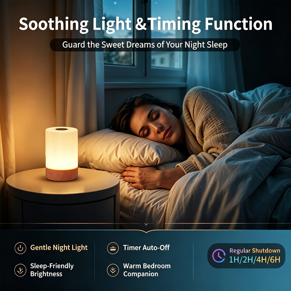 Touch-Controlled Dimmable Night Light, Smart LED Bedroom Lamp