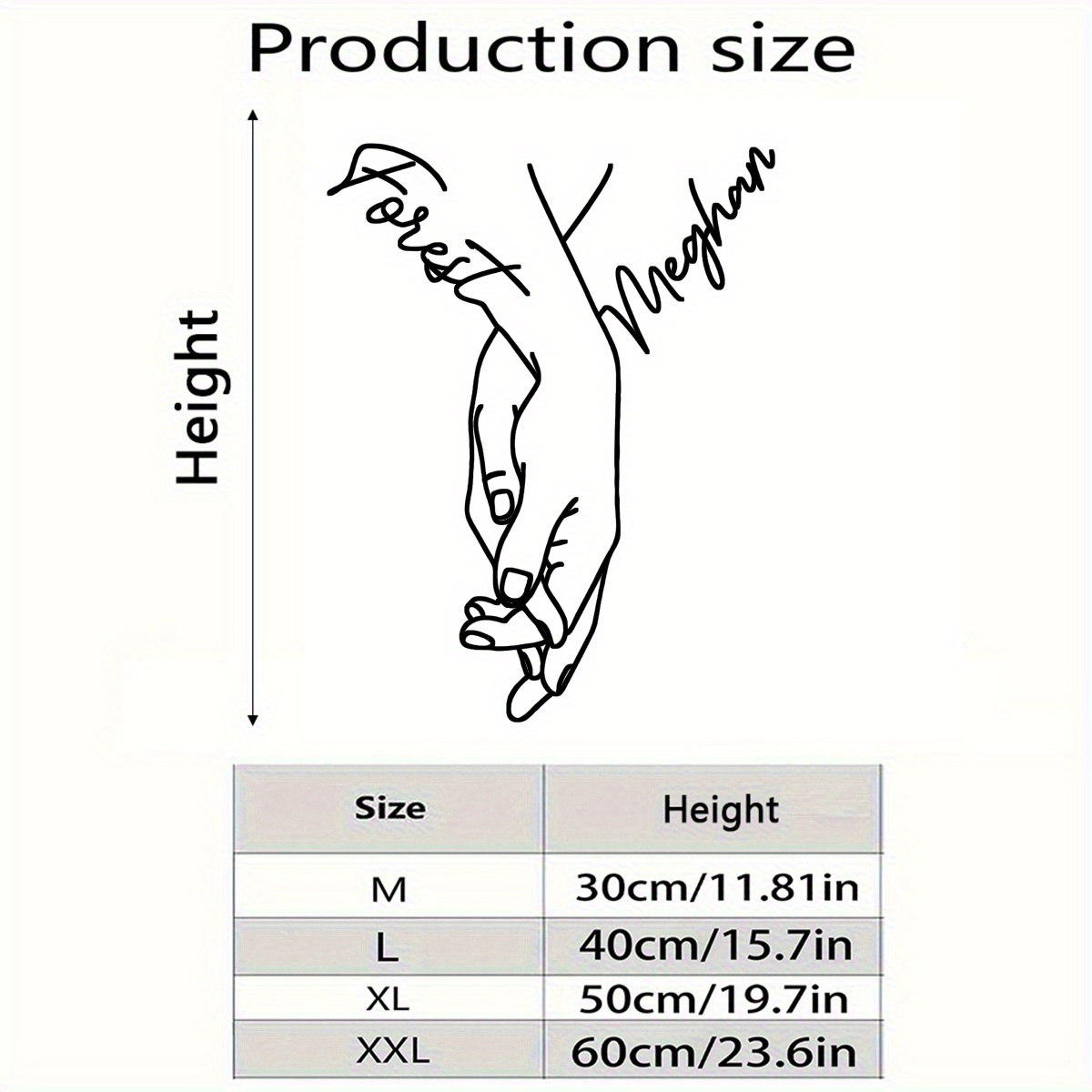 E-shop 【2D Flat】 [2D Flat] . Personalisierte Paare, die sich die Hände halten, Metall Wandkunst - Benutzerdefiniertes Linienkunstdesign mit Namen/Text,
