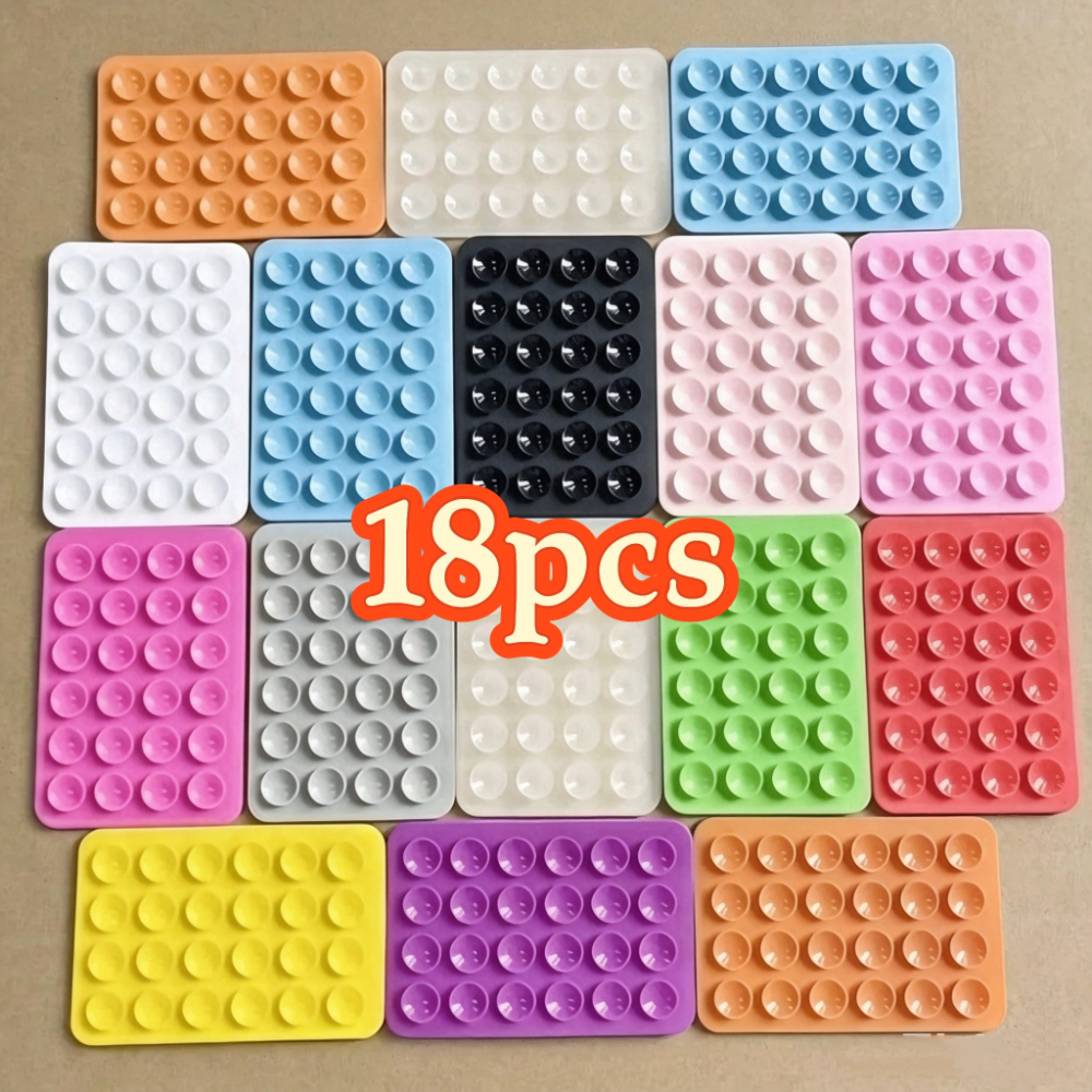TEMU 18 piezas de pegatinas de de silicona de color aleatorio, soporte de teléfono portátil y móvil antideslizante para de teléfono, de teléfono