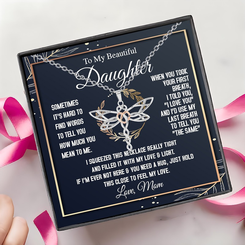 Elegant Dragonfly Necklace, Gift for Daughter