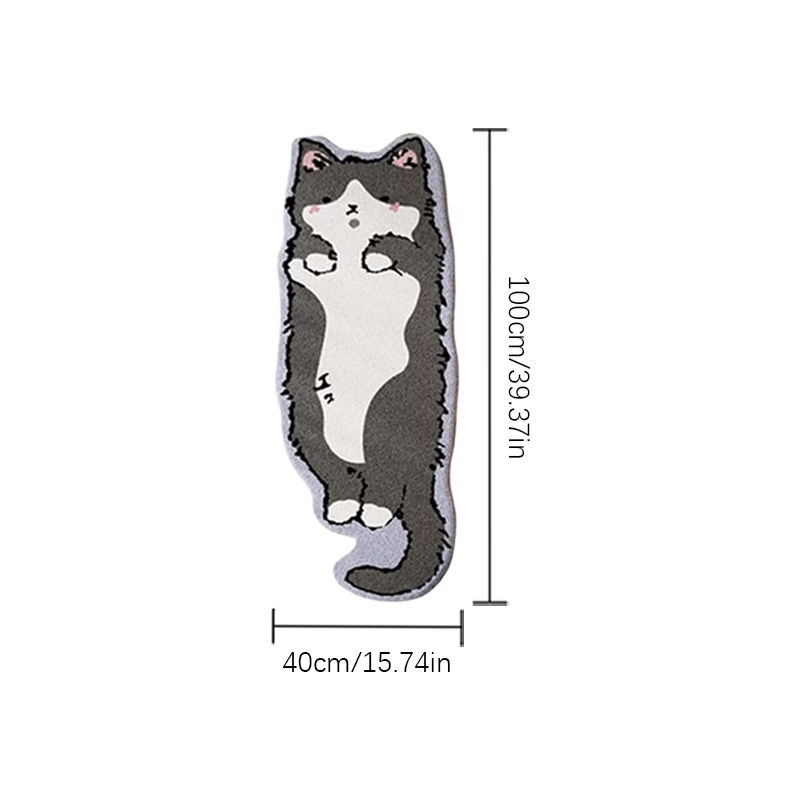TEMU Faux Imitation Cashmere 1000g 10mm Cute Cartoon Living Room Rug With Cat Pattern, Lounge Carpet, Fluffy And Soft Plush Bedside Rug, Irregular