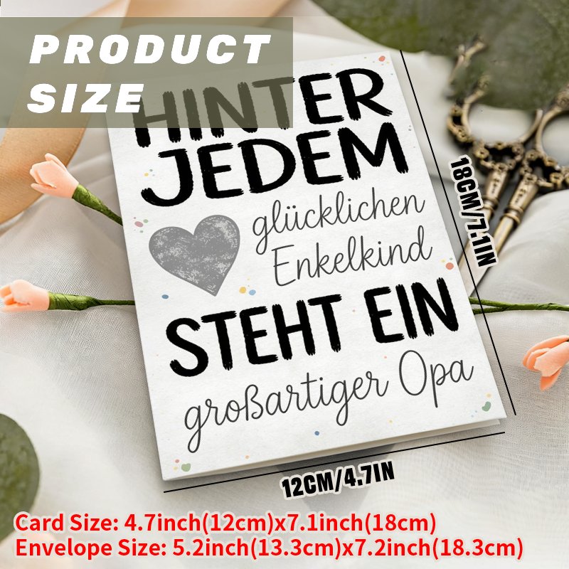 1pc Greeting Card With Envelope, Sweet German Papa Father's Day Card, Schönen Vatertag Card With Envelope, A Thank You And Birthday Gift For Dad, Grandpa, Or Brother