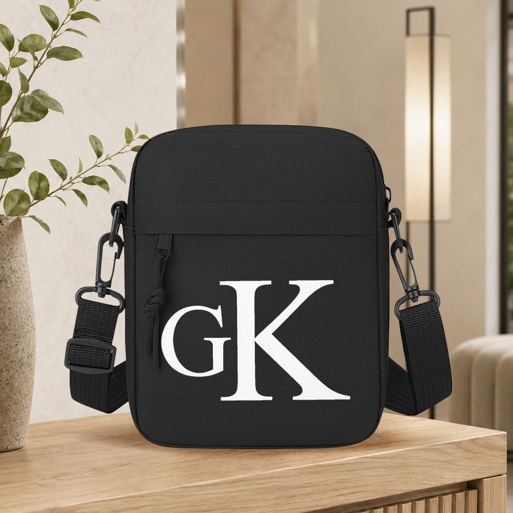 TEMU Men's Gk Adjustable Strap Zipper Closure Shoulder Bag - Lightweight Durable Suitable For Daily Commuting, Cash & Carrier, For Keys, Documents