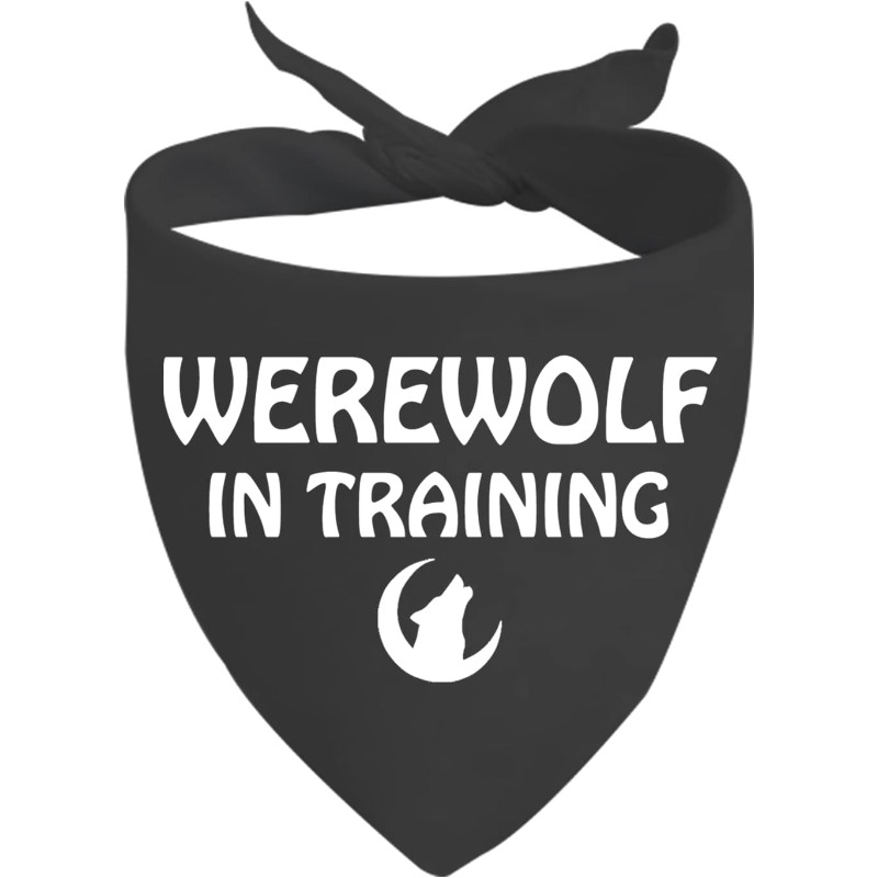 TEMU 1pc 24.8×11 Inch Humorous Halloween Bandana For Dogs, Featuring A Werewolf Training Theme, Perfect For Halloween