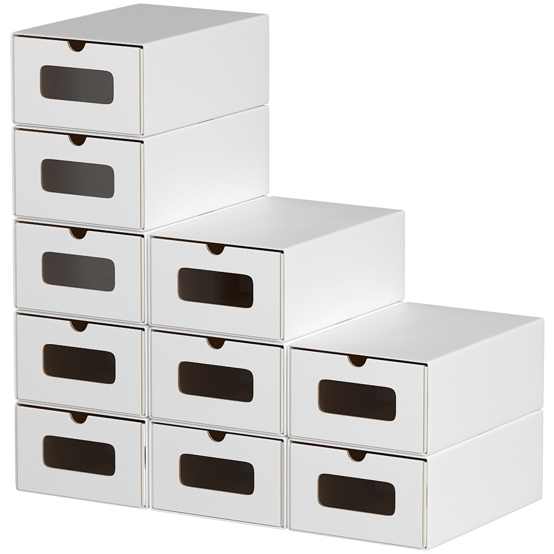 10pcs Shoe Storage Boxes Shoe Rack Cardboard Stackable Shoeboxes Shoe Carton With Drawers Sneaker Box