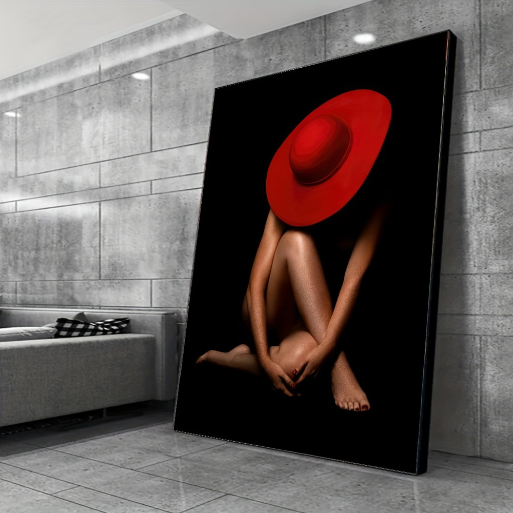 

Room Decor An Abstract Red Lipped Woman Canvas Print, Modern Art, White, Decoration For Living Room And Bedroom Walls, Wooden Frame Canvas Printing Painting-wrapped Canvas-thickness 1.2 Inches