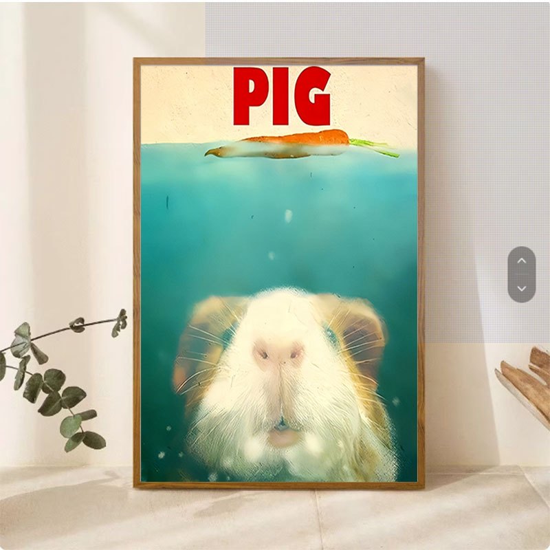 TEMU 2d Flat, 1pc Frameless Guinea Pig Poster - Modern Minimalist Suitable For Home, Office, Cafe Wall Decor - Cute Guinea Pig Peeking Out Of Water