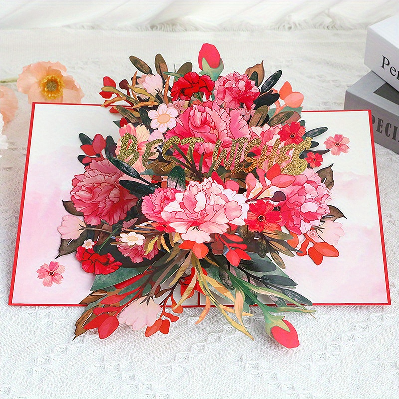 

3d Pop-up Floral Greeting Card For Women - Birthdays, Day, Valentine's, - Thoughtful Note For Mom, Grandma, Wife, Aunt, Friend