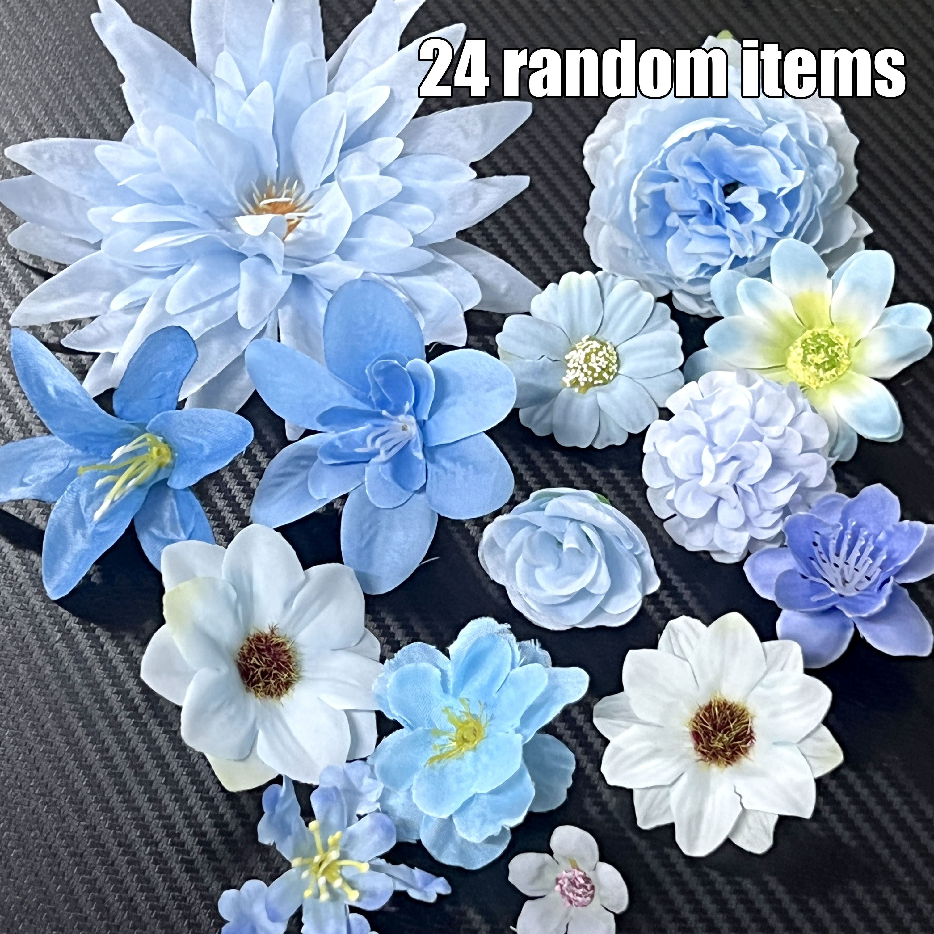 TEMU Ensemble de artificielles bleues aléatoires de 24 pièces, idéal pour la décoration intérieure, , couronne de mariée, décoration de jardin,