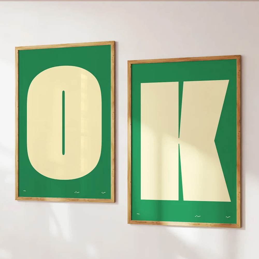 TEMU 2d Flat, 2d Flat, Set Of 2, Set Of 2 Art Prints, Green Trendy Vintage Wall Art, Mid-century Modern Decor, Colorful Squares Wall Art, Trendy