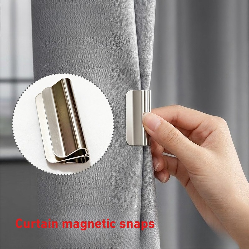 2-pair/4-pair Magnetic Blackout Curtain Clips - Strong Magnetic Curtain Closure and Fixing Clips - Suitable for Home Bedrooms, Office Curtains, Valances - Used for Blackout and Preventing Light Leakage