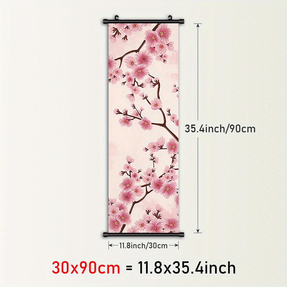 TEMU 1pz Stampa su Tela Incorniciata di Fiori di Ciliegio Eleganti - Decorazione da Parete Ispirata al Retro Anime, Motivo , Poster con Cornice in