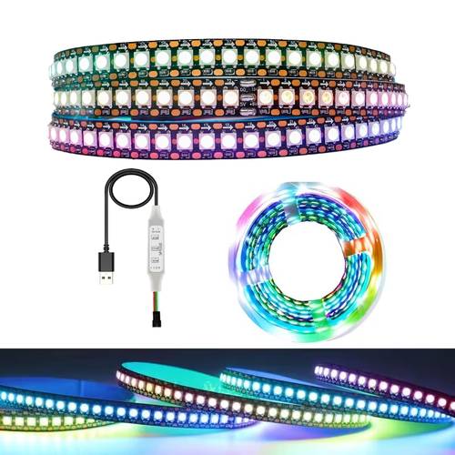smart led strip light 39 3 feet long featuring 5050 rgb ic leds with 144 leds per meter per pixel ws2812b individually addressable with synchronized and effects 5v usb suitable for tvs living rooms holiday decorations