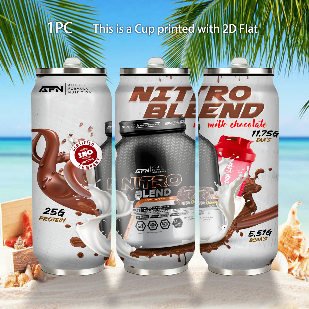 1pc 17oz Nitro Blend Milk Chocolate Protein Powder Tumbler, Stainless Steel Water Cup with Lid - Perfect for Gym Workout, Outdoor Fitness, and Camping Adventures
