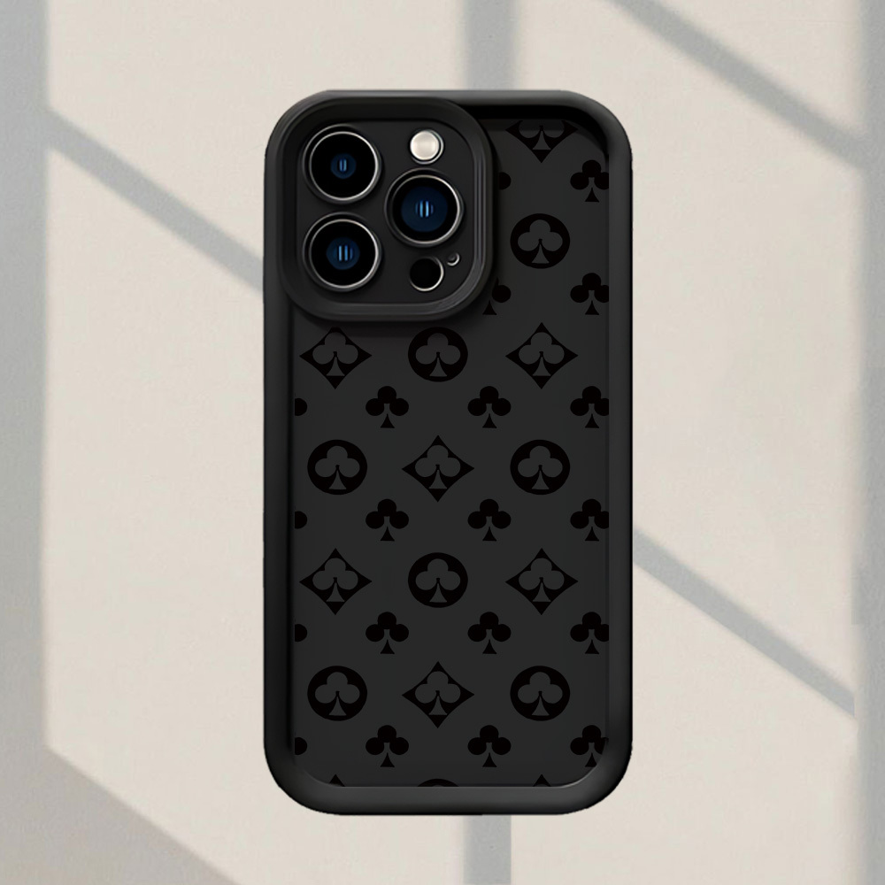 TEMU Phone Case: Playing Card Suit Pattern Fashionable And Popular Shock-proof Anti-fingerprint Full Coverage Thick Protective Phone Soft Case