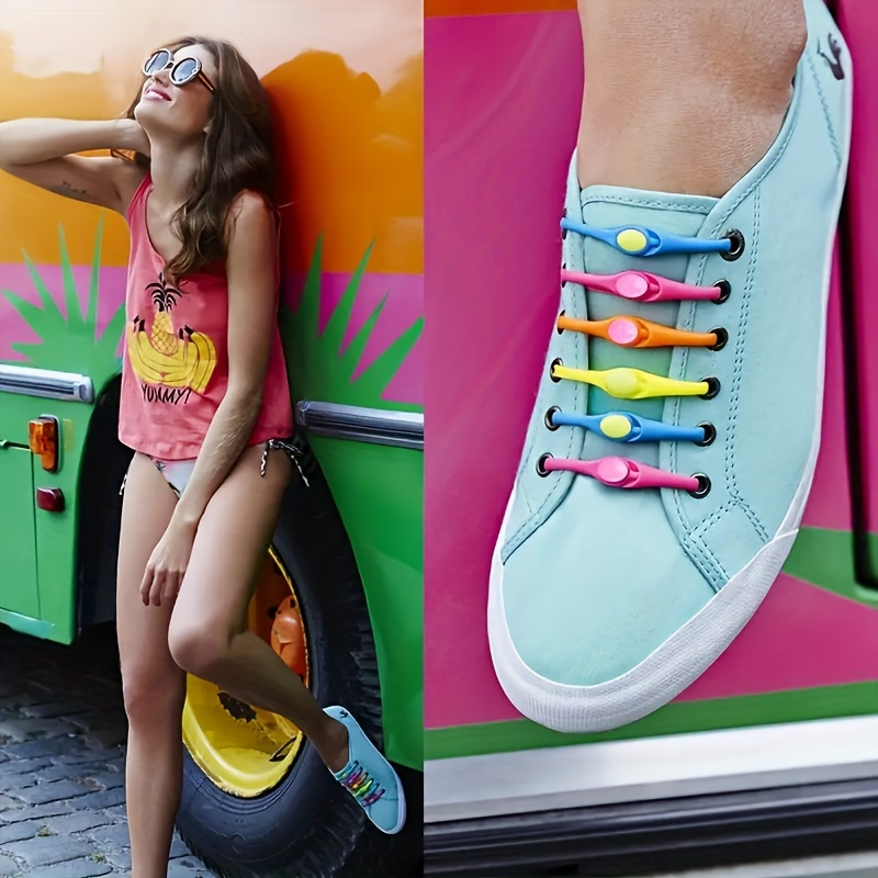 colorful silicone no tie shoelaces elastic durable quick Temu - Main Image