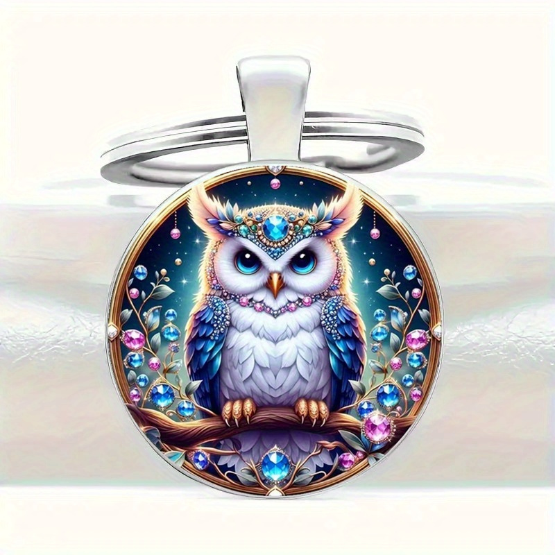 Owl Keychain With Sparkling Gemstones - Alloy, & Purple Design, Ideal For Bags, , And Holiday Gifts, Thanksgiving, Halloween, And Christmas, Bag Accessory | Vibrant Keychain | Durable Allo