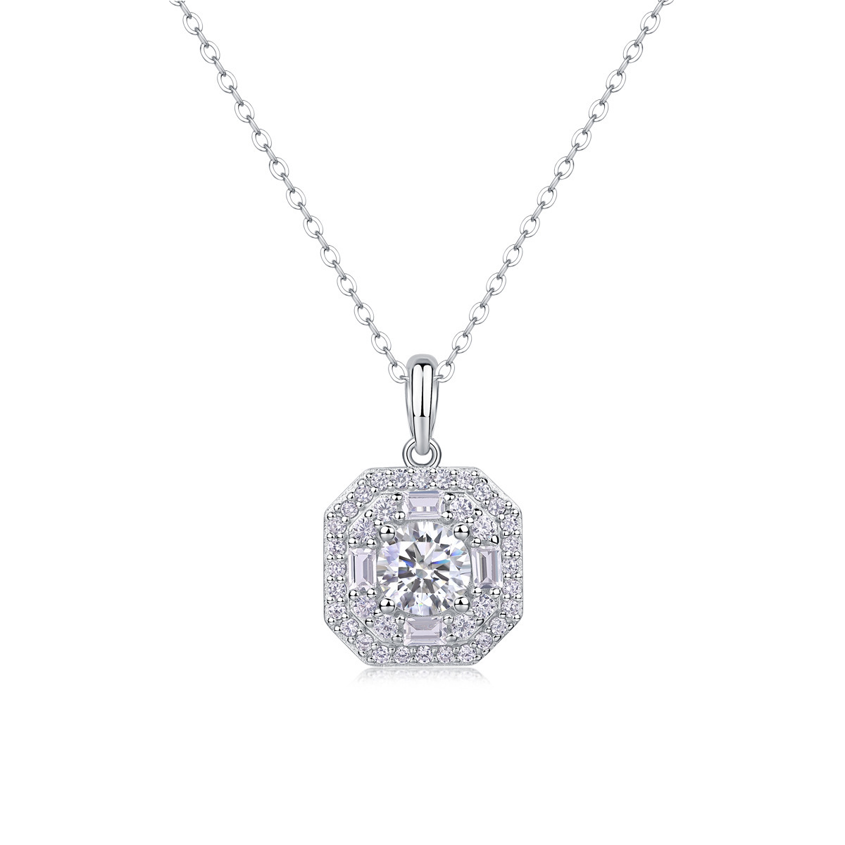 Image of 1 Carat Moissanite Pendant, Simple, Fashionable, Versatile, Temperament, Necklace, Girlfriend, Mother, Birthday, Gift, Holiday, Gift, Graduation, Gift.