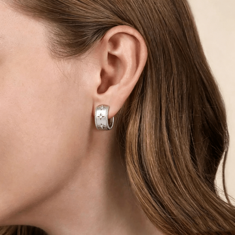 Women's Exquisite Zirconia Star Hoop Earrings