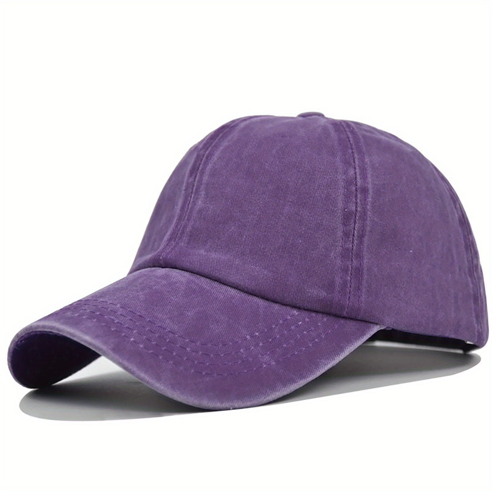 TEMU Vintage Washed Baseball In European And , Solid Color Duckbill Design, Suitable For Parents And