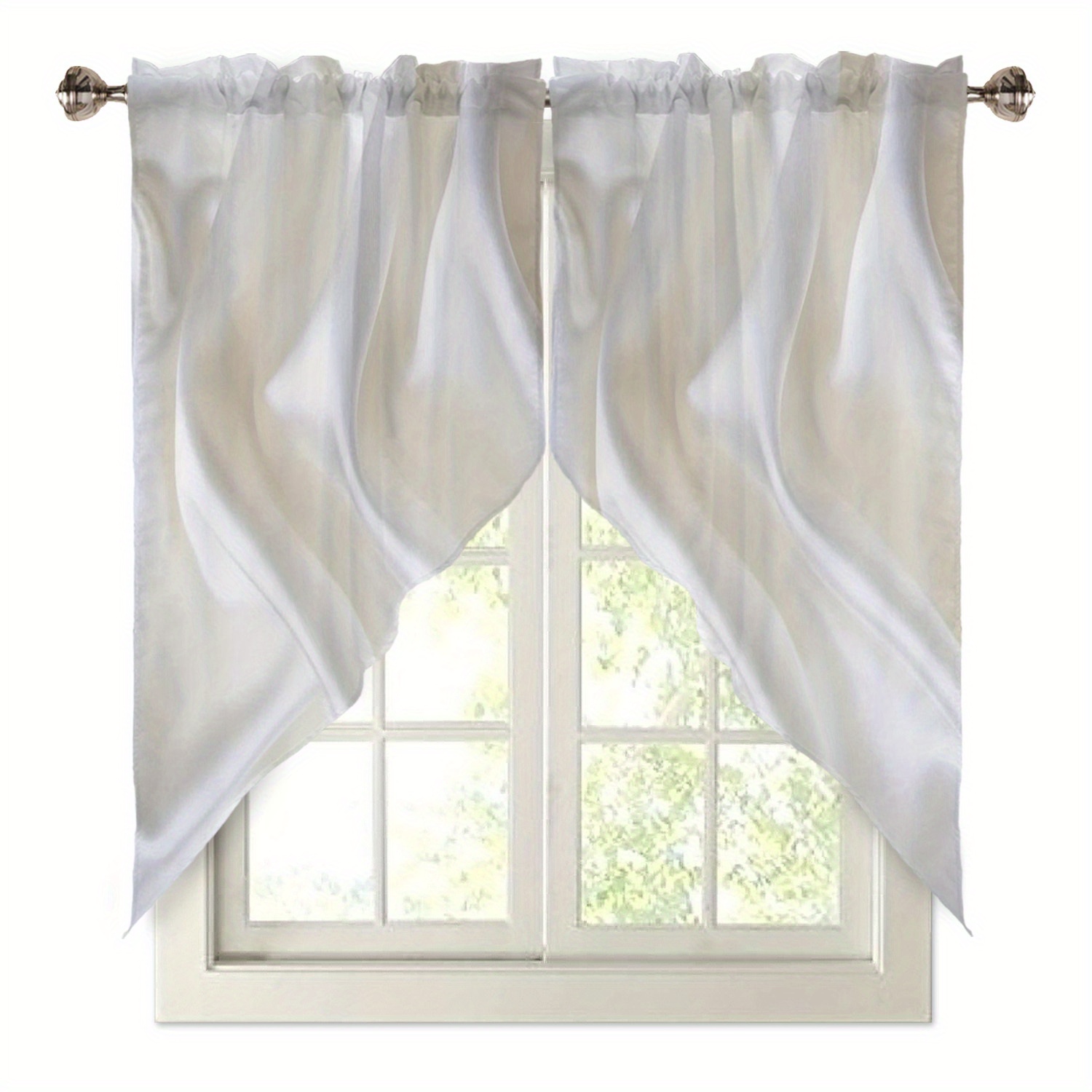 TEMU 2 pièces Rideaux Triangle Toute , Rideaux de Cuisine Décoration Maison Créant une Ambiance Pure pour Cuisines Style Nordique