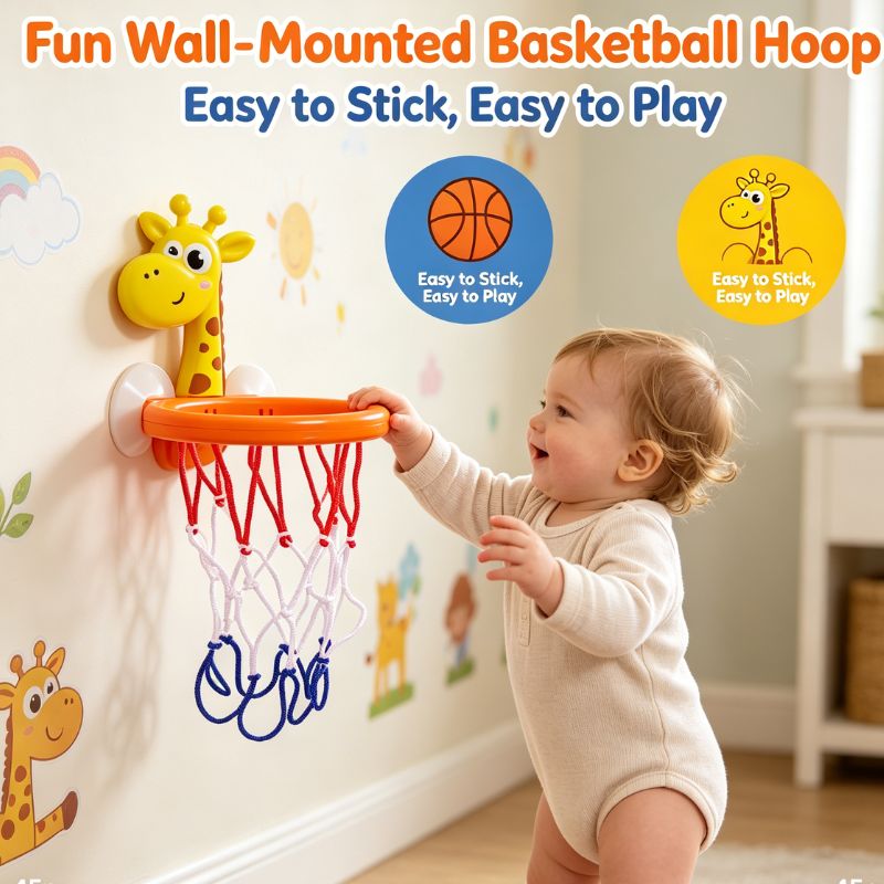 Blue Plastic Animal Basketball Bath Toy, 7pcs Set